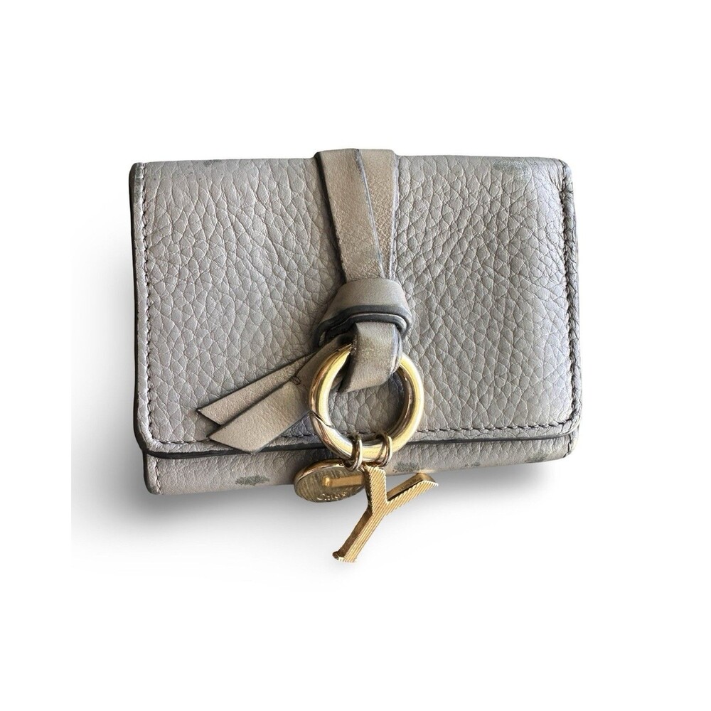 Chloé Alphabet Pink Blush Leather Compact Wallet On Chain Y Charm Chloe